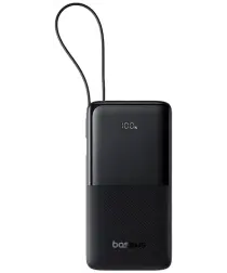 Baseus Bipow 2 10.000 mAh Powerbank met Ingebouwde USB-C Kabel 20W Zwart