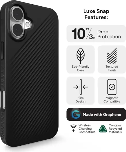 ZAGG Luxe Snap Apple iPhone 16 Plus Hoesje MagSafe Back Cover Zwart afbeelding 4