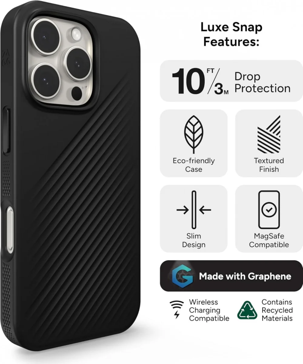ZAGG Luxe Snap Apple iPhone 16 Pro Hoesje MagSafe Back Cover Zwart afbeelding 5