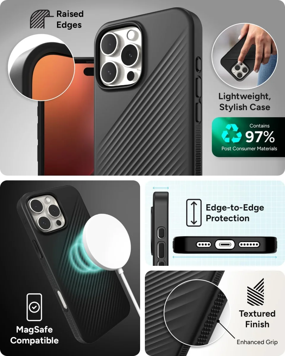 ZAGG Luxe Snap iPhone 16 Pro Max Hoesje MagSafe Back Cover Zwart afbeelding 4