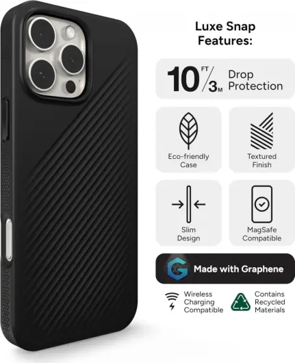 ZAGG Luxe Snap iPhone 16 Pro Max Hoesje MagSafe Back Cover Zwart afbeelding 5