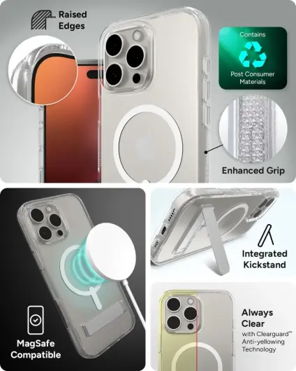 ZAGG Crystal Palace Snap Kickstand iPhone 16 Pro Max Hoesje MagSafe Transparant afbeelding 4