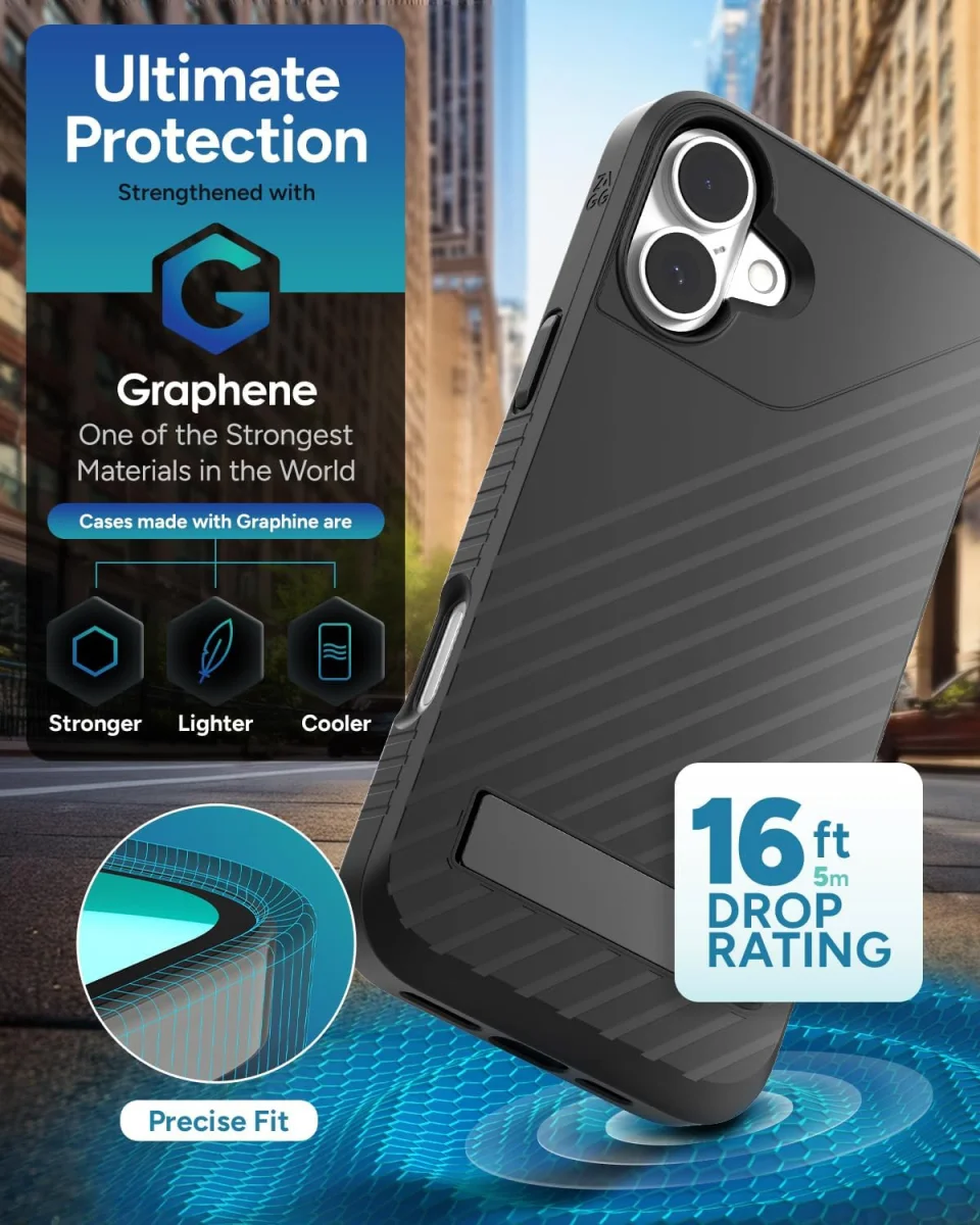 ZAGG Denali Snap Kickstand iPhone 16 Plus Hoesje MagSafe Zwart afbeelding 2