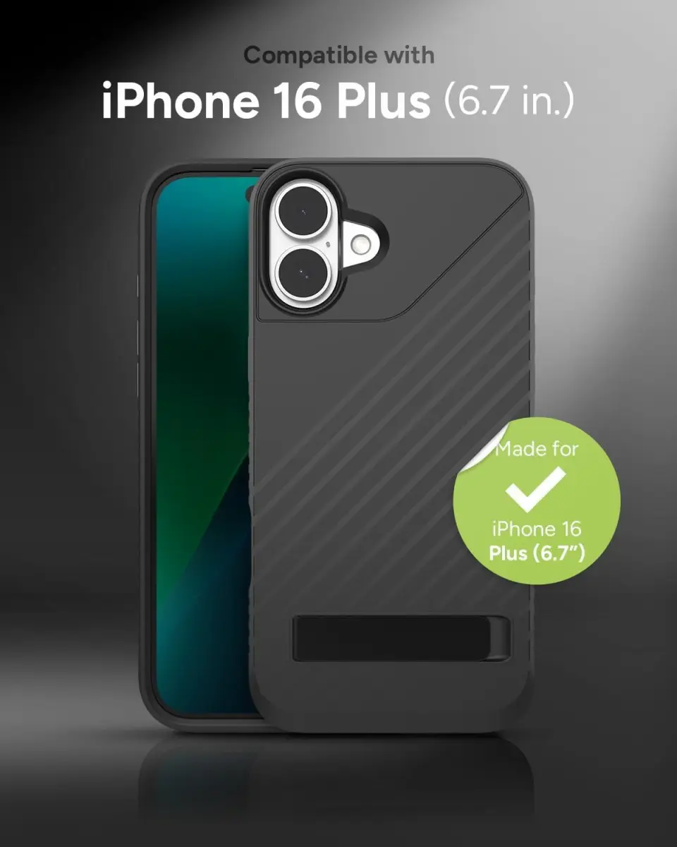 ZAGG Denali Snap Kickstand iPhone 16 Plus Hoesje MagSafe Zwart afbeelding 6