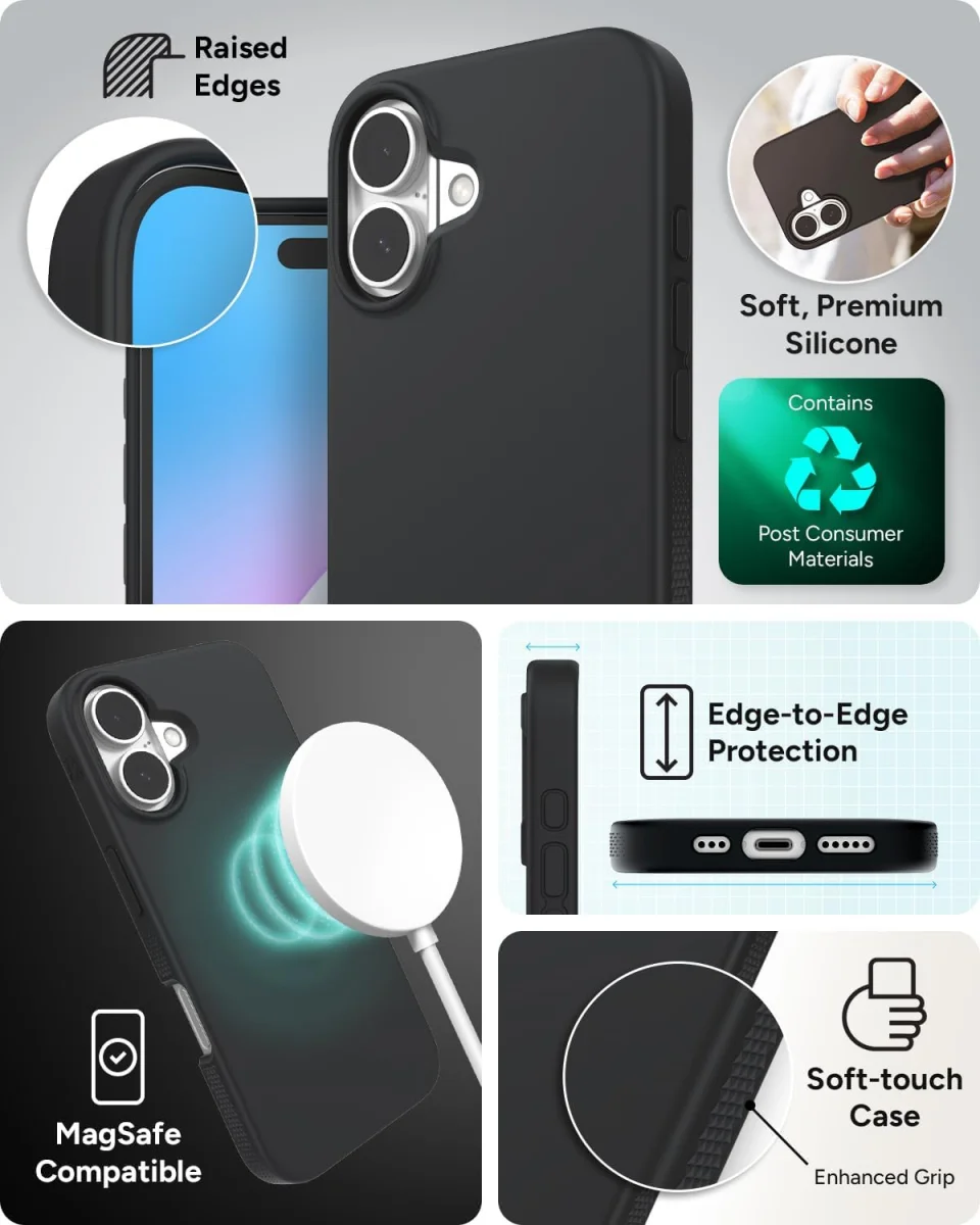 ZAGG Manhattan Snap Apple iPhone 16 Hoesje MagSafe Back Cover Zwart afbeelding 3