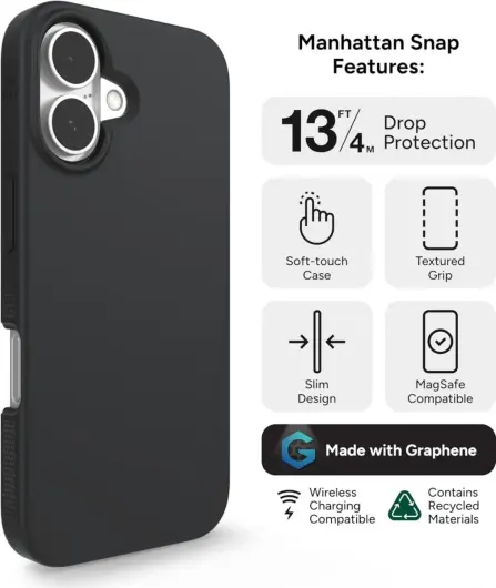ZAGG Manhattan Snap Apple iPhone 16 Hoesje MagSafe Back Cover Zwart afbeelding 4