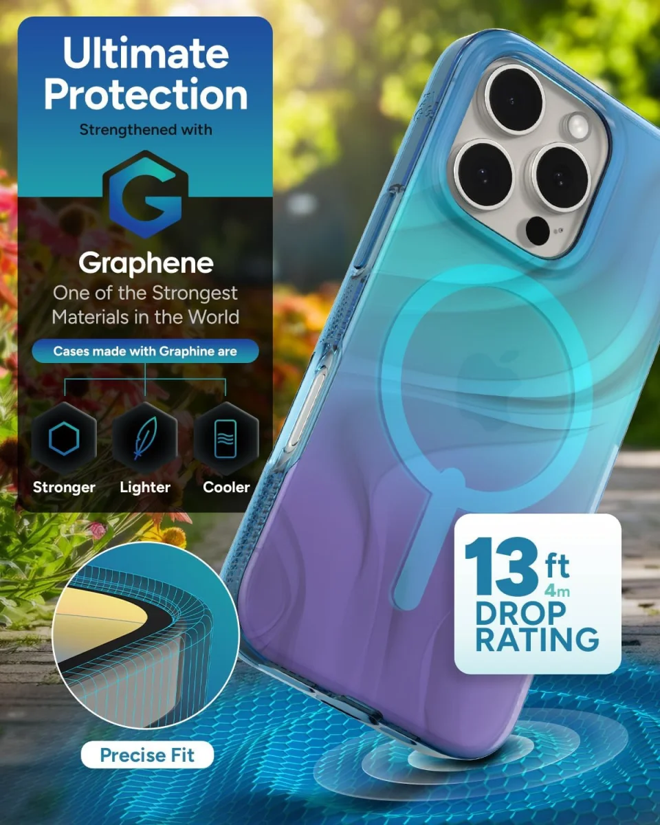 ZAGG Milan Snap iPhone 16 Pro Hoesje MagSafe Back Cover Deep Aurora afbeelding 3