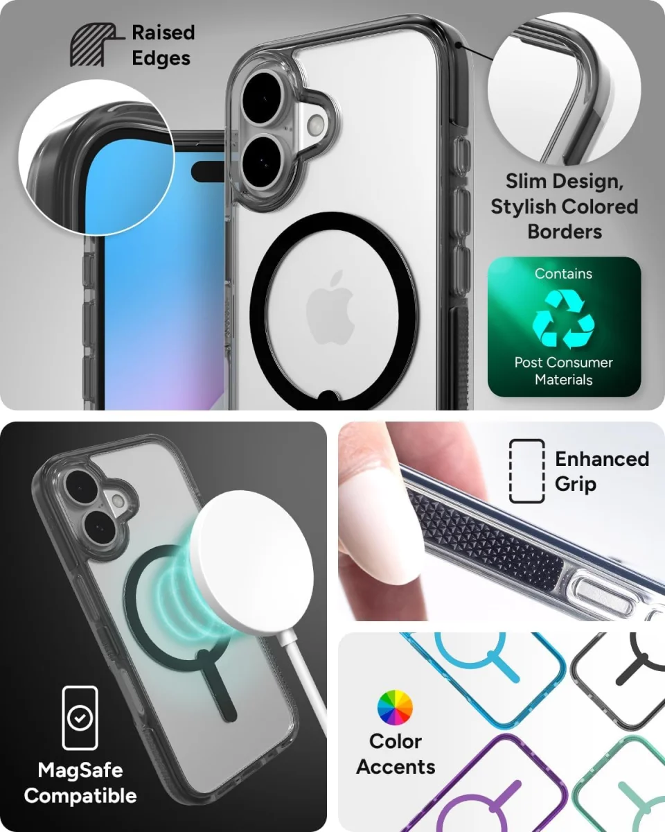 ZAGG Santa Cruz Snap Apple iPhone 16 Hoesje MagSafe Back Cover Zwart afbeelding 3