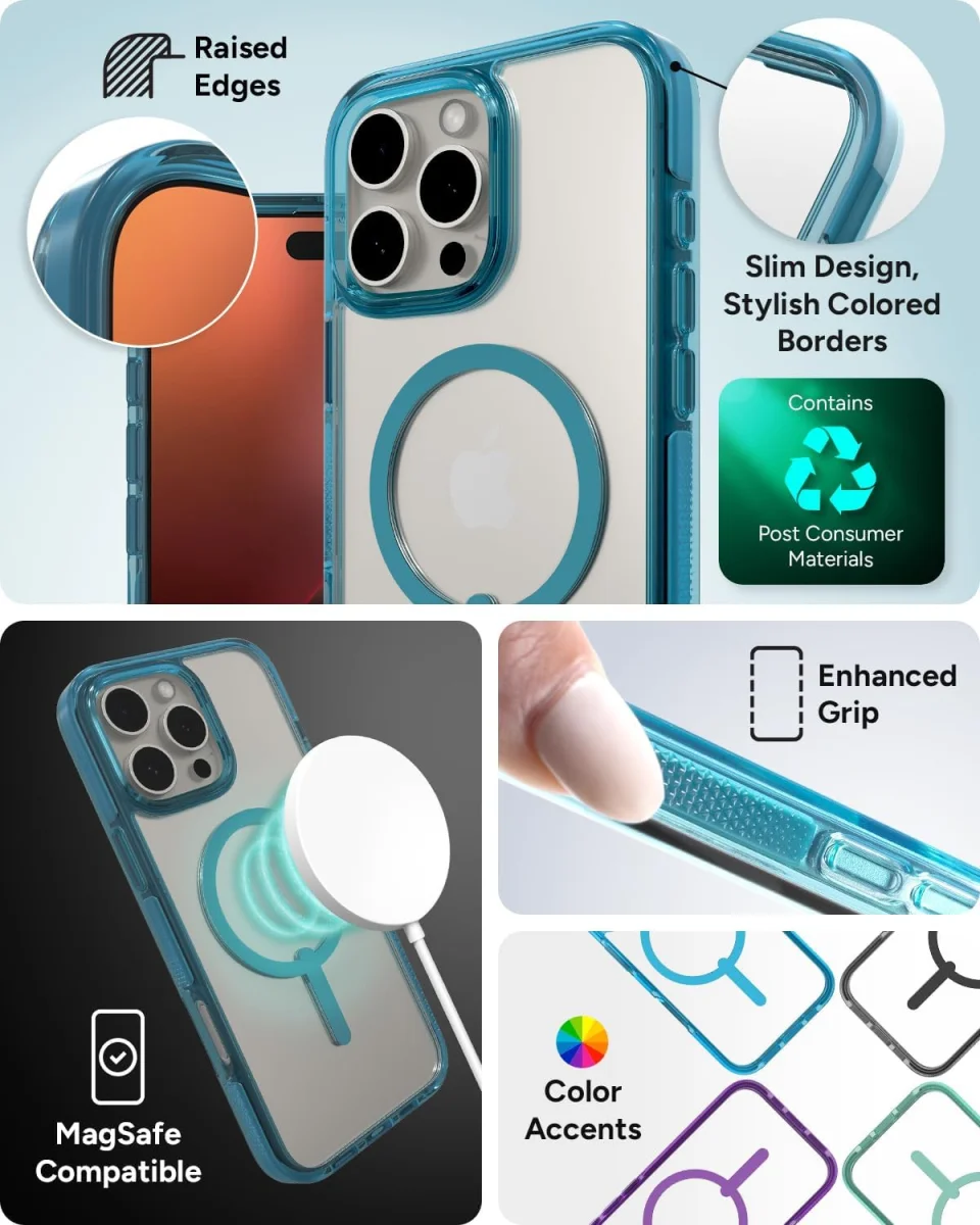 ZAGG Santa Cruz Snap iPhone 16 Pro Max Hoesje MagSafe Back Cover Blauw afbeelding 3