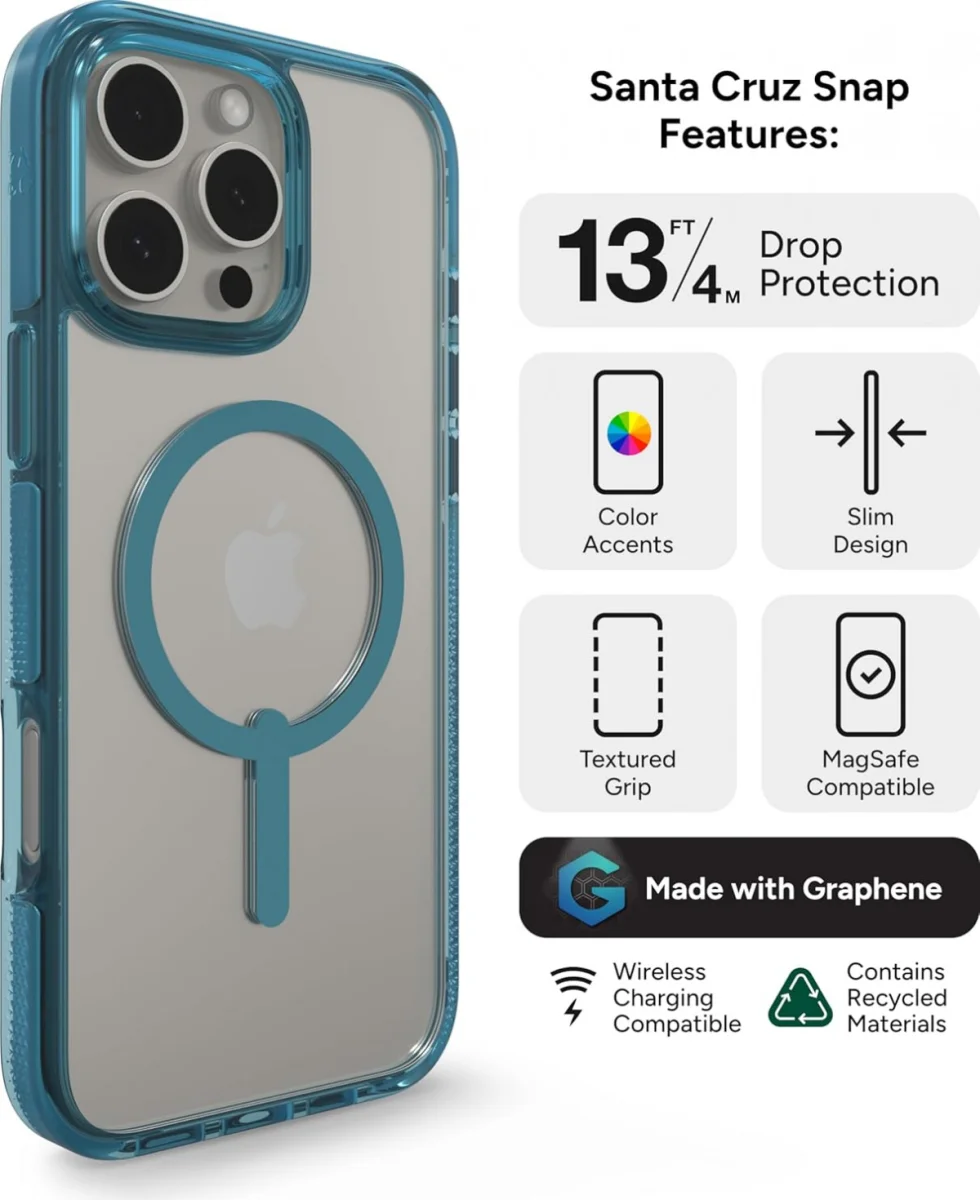 ZAGG Santa Cruz Snap iPhone 16 Pro Max Hoesje MagSafe Back Cover Blauw afbeelding 4