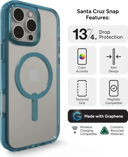 ZAGG Santa Cruz Snap iPhone 16 Pro Max Hoesje MagSafe Back Cover Blauw afbeelding 4