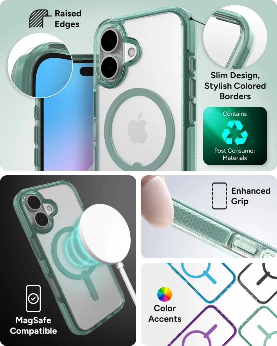 ZAGG Santa Cruz Snap Apple iPhone 16 Hoesje MagSafe Back Cover Groen afbeelding 3