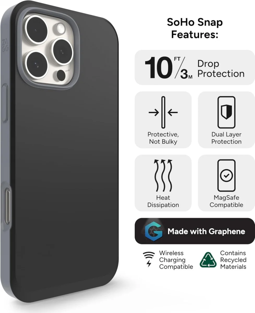 ZAGG SoHo Snap iPhone 16 Pro Max Hoesje MagSafe Back Cover Zwart afbeelding 5