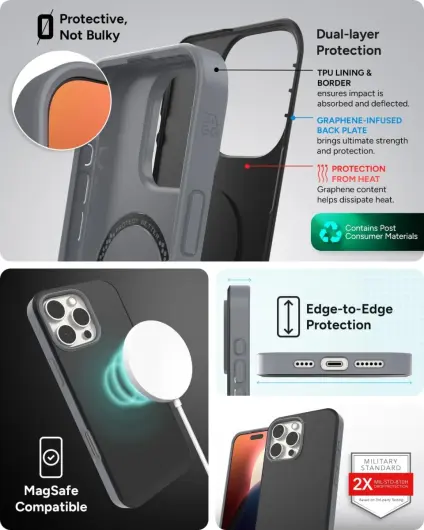 ZAGG SoHo Snap iPhone 16 Pro Max Hoesje MagSafe Back Cover Zwart afbeelding 4