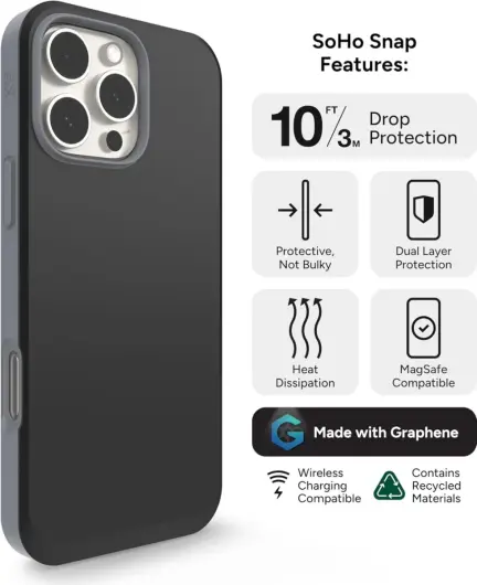 ZAGG SoHo Snap iPhone 16 Pro Max Hoesje MagSafe Back Cover Zwart afbeelding 5