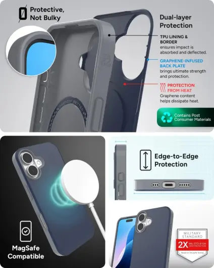 ZAGG SoHo Snap Apple iPhone 16 Hoesje MagSafe Back Cover Blauw afbeelding 3