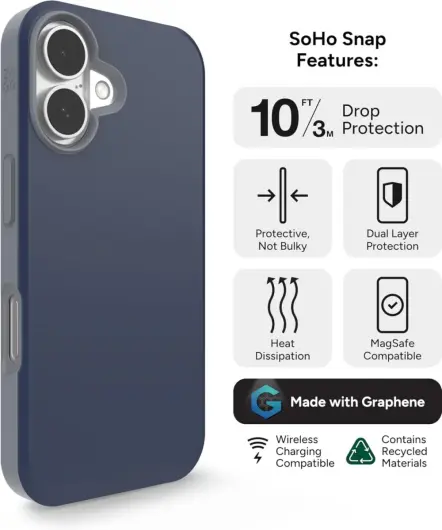 ZAGG SoHo Snap Apple iPhone 16 Hoesje MagSafe Back Cover Blauw afbeelding 4