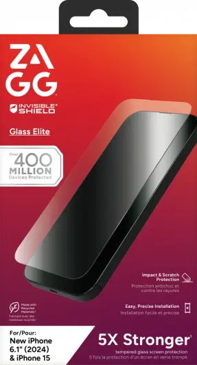 ZAGG InvisibleShield Glass Elite Apple iPhone 16 / 15 Screen Protector afbeelding 10