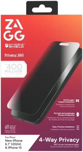 ZAGG InvisibleShield Glass Elite Privacy 360° Apple iPhone 16 / 15 Protector afbeelding 9