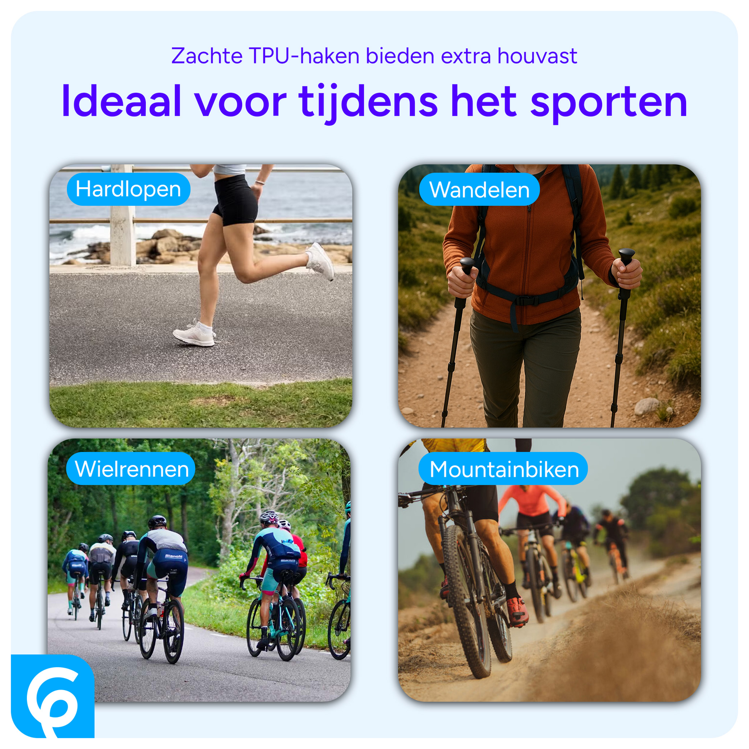 Apple AirPods (1, 2, 3) en Pro (1,2,3) Oorhaken voor Sporten zoals Hardlopen Wit afbeelding 2