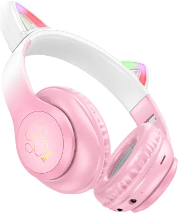 Hoco W42 Draadloze Kinder Koptelefoon met Led Kattenoortjes Max 85 dB Roze Headsets