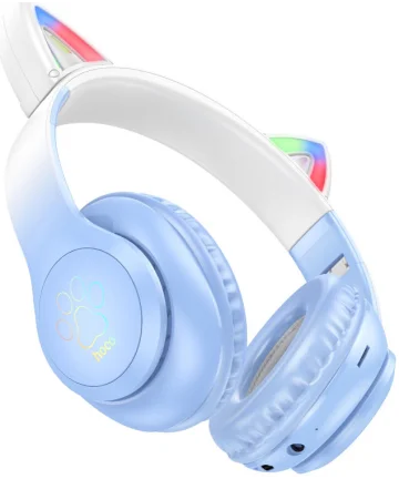 Hoco W42 Draadloze Kinder Koptelefoon met Led Kattenoortjes Max 85 dB Blauw Headsets