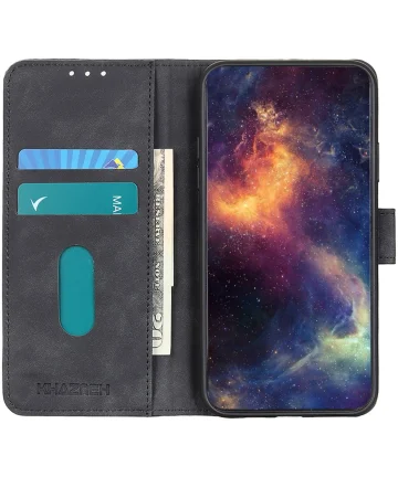 KHAZNEH Xiaomi Poco F6 Hoesje Retro Wallet Book Case Zwart Hoesjes