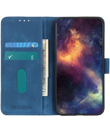 KHAZNEH Xiaomi Poco F6 Hoesje Retro Wallet Book Case Blauw Hoesjes