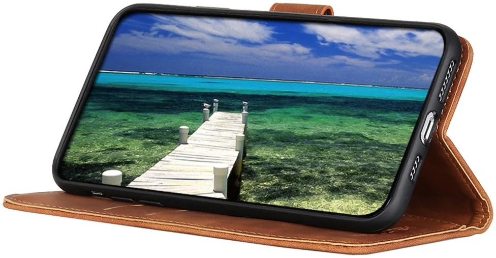 KHAZNEH Xiaomi Poco F6 Hoesje Retro Wallet Book Case Bruin afbeelding 3