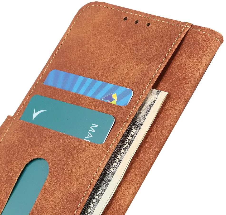 KHAZNEH Xiaomi Poco F6 Hoesje Retro Wallet Book Case Bruin afbeelding 4
