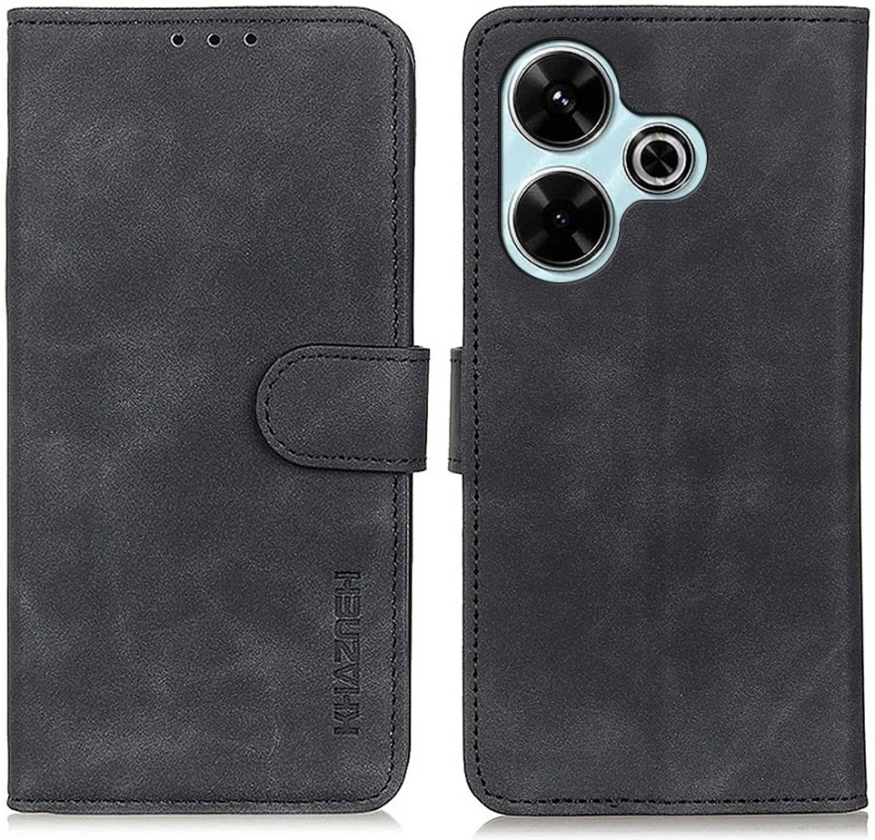 KHAZNEH Xiaomi Redmi 13 4G / Poco M6 Hoesje Retro Wallet Book Case Zwart afbeelding 2