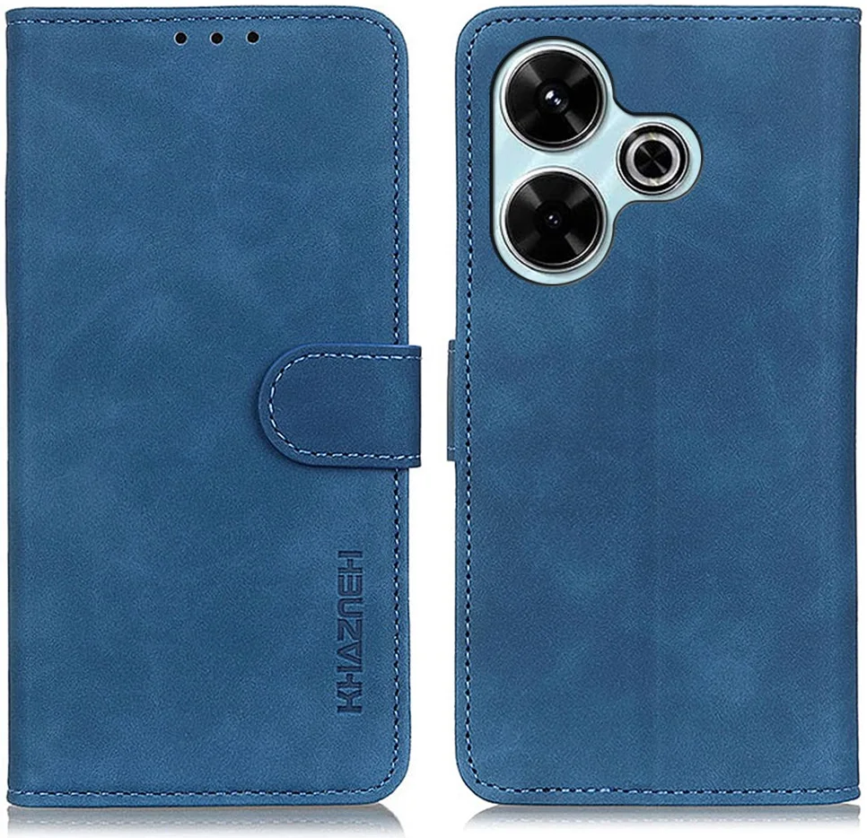 KHAZNEH Xiaomi Redmi 13 4G / Poco M6 Hoesje Retro Wallet Book Case Blauw afbeelding 2