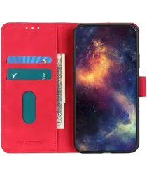 KHAZNEH Xiaomi Redmi 13 4G / Poco M6 Hoesje Retro Wallet Book Case Rood