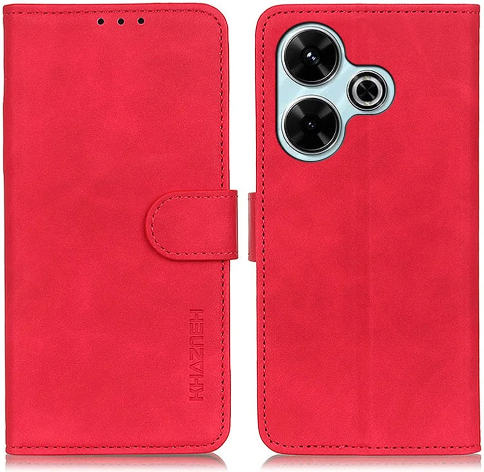 KHAZNEH Xiaomi Redmi 13 4G / Poco M6 Hoesje Retro Wallet Book Case Rood afbeelding 2