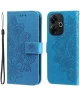 Xiaomi Redmi 13 4G / Poco M6 Hoesje Bloemen Book Case met Pasjeshouder Blauw