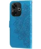 Xiaomi Redmi 13 4G / Poco M6 Hoesje Bloemen Book Case met Pasjeshouder Blauw