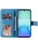 Xiaomi Redmi 13 4G / Poco M6 Hoesje Bloemen Book Case met Pasjeshouder Blauw