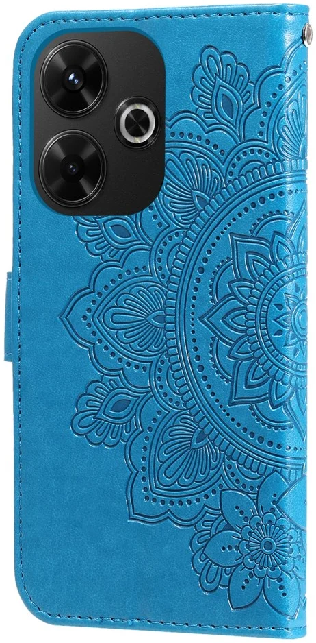 Xiaomi Redmi 13 4G / Poco M6 Hoesje Bloemen Book Case met Pasjeshouder Blauw afbeelding 10