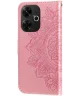 Xiaomi Redmi 13 4G / Poco M6 Hoesje Bloemen Book Case met Pasjeshouder Roze