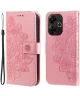 Xiaomi Redmi 13 4G / Poco M6 Hoesje Bloemen Book Case met Pasjeshouder Roze