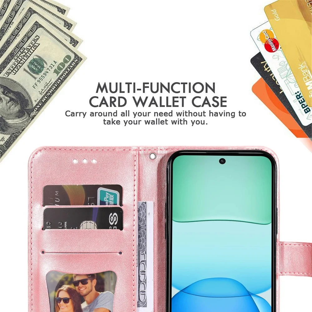 Xiaomi Redmi 13 4G / Poco M6 Hoesje Bloemen Book Case met Pasjeshouder Roze afbeelding 7