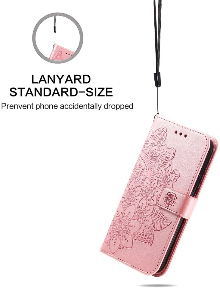 Xiaomi Redmi 13 4G / Poco M6 Hoesje Bloemen Book Case met Pasjeshouder Roze afbeelding 8