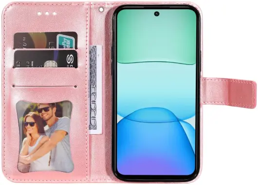 Xiaomi Redmi 13 4G / Poco M6 Hoesje Bloemen Book Case met Pasjeshouder Roze afbeelding 1