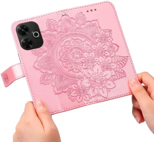 Xiaomi Redmi 13 4G / Poco M6 Hoesje Bloemen Book Case met Pasjeshouder Roze afbeelding 6