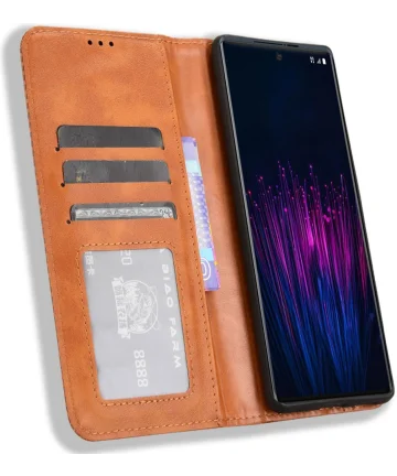 HTC U24 Pro Hoesje Wallet Book Case Kunstleer Bruin Hoesjes