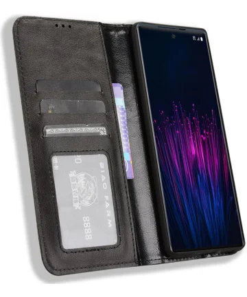 HTC U24 Pro Hoesje Wallet Book Case Kunstleer Zwart Hoesjes