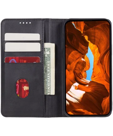 Motorola Edge 50 Fusion Hoesje Wallet Book Case Kunstleer Zwart Hoesjes