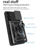 Samsung Galaxy M55 Hoesje met Camera Slider en Kickstand Ring Zwart