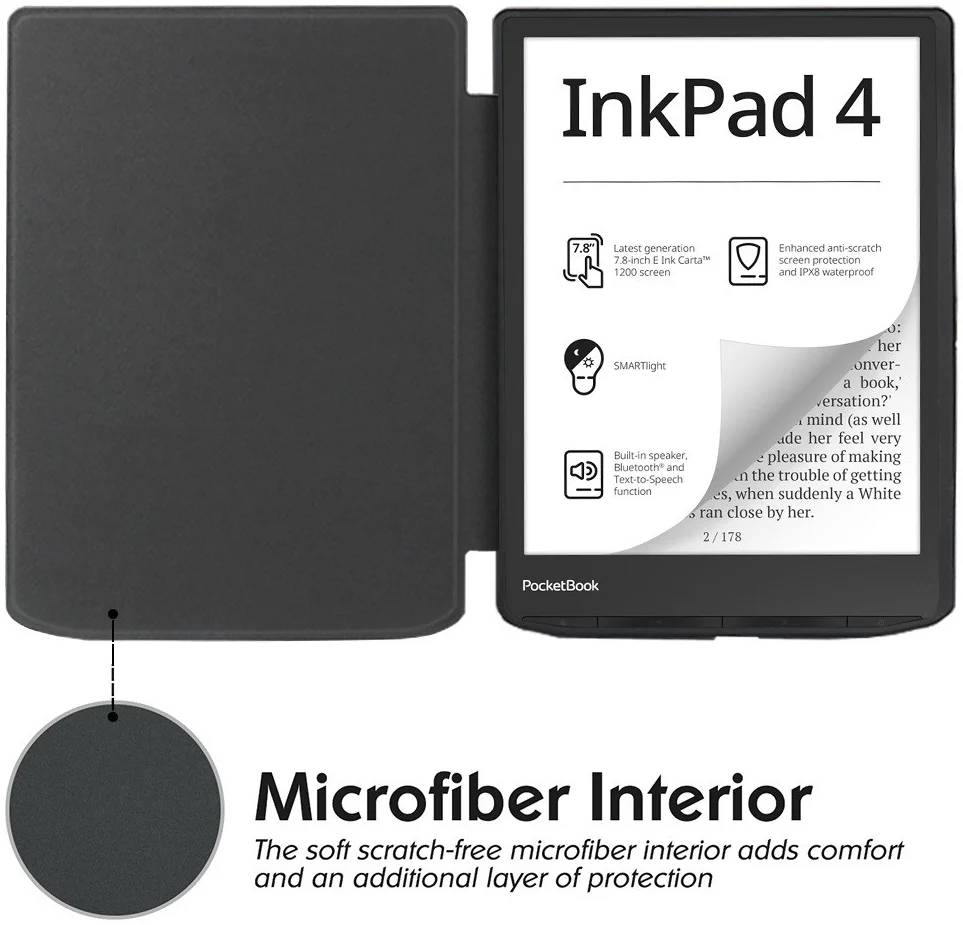 PocketBook InkPad 4 Hoes E-Reader Book Case Beschermhoes Zwart afbeelding 4