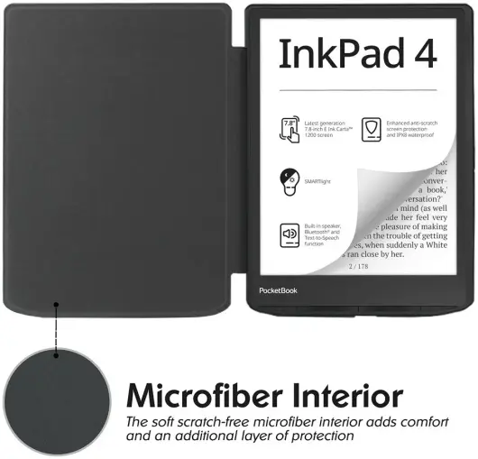 PocketBook InkPad 4 Hoes E-Reader Book Case Beschermhoes Zwart afbeelding 4